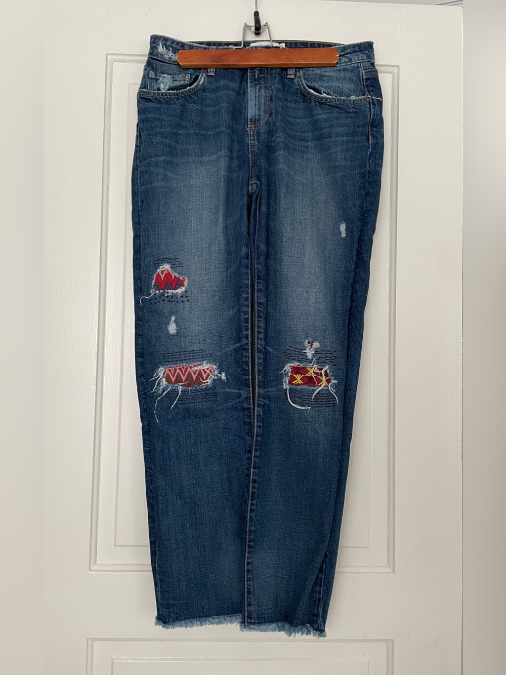 MM Vintage Gigi Patchwork Boyfriend Jeans Distressed Boho Sz 27